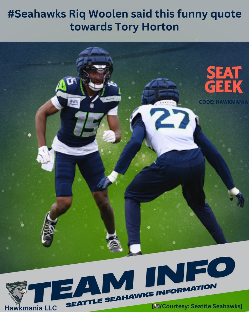 #Seahawks Riq Woolen said this about teammate Tory Horton, and it's so funny:

"I knew who he was. I had it on my video game, on the College Football 25. I knew what he could do. I knew he was going to be a great player. But seeing him in person and seeing that he can do the same