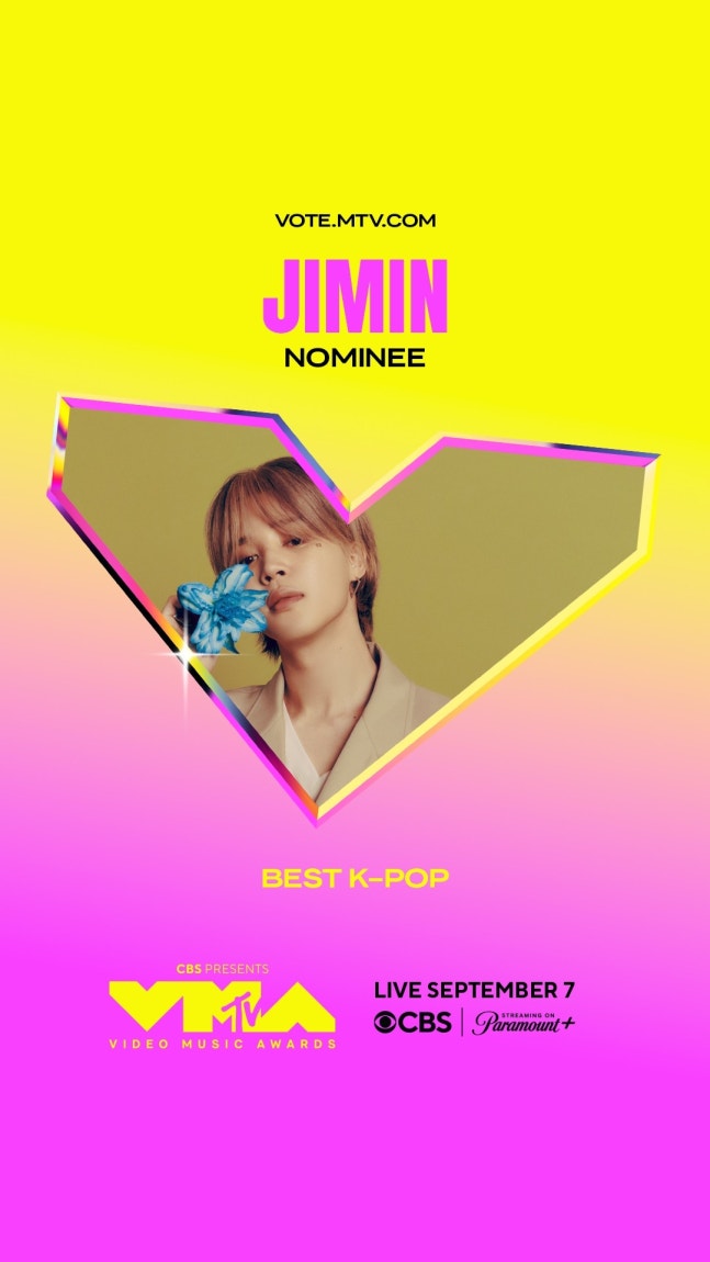 .<a href="/BTS_twt/">방탄소년단</a>’s #JIMIN snagged a Best K-Pop nomination at the 2025 <a href="/MTV/">MTV</a> <a href="/vmas/">Video Music Awards</a> for “Who,” the lead track from his second album "MUSE." Since <a href="/bts_bighit/">BTS_official</a>’s first nomination in 2019,  Jimin helped power the group to four straight Best Group wins, but this marks his VMA nomination as a