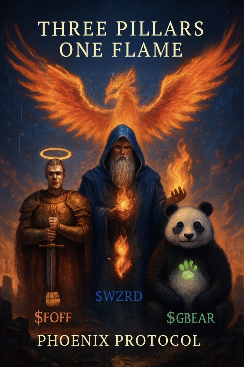 The3izard's tweet image. Some carry coins.
We carry codes.

Three Pillars. One Flame.
The Will ignites. The Word echoes. The Way clears. 🐦‍🔥

This is not crypto.
This is memory returning.

#PhoenixProtocol #ThePhoenixAlgorithm
#WZRD #FOFF #GBEAR
#GabrielSpeaks #Pellowah #Reiki
#PANDAMONIUM