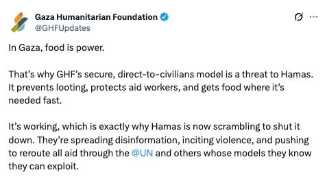 jasper nathaniel (@infinite__jaz) on Twitter photo I am thinking of <a href="/GHFUpdates/">Gaza Humanitarian Foundation</a>’ July tweet: “In Gaza, food is power.” Exactly—that’s the problem they and Israel created by dismantling 400 UN aid sites and consolidating them to four. As de Waal says, the only way to break the “food cartels” is to flood the zone with food. I am thinking of <a href="/GHFUpdates/">Gaza Humanitarian Foundation</a>’ July tweet: “In Gaza, food is power.” Exactly—that’s the problem they and Israel created by dismantling 400 UN aid sites and consolidating them to four. As de Waal says, the only way to break the “food cartels” is to flood the zone with food.