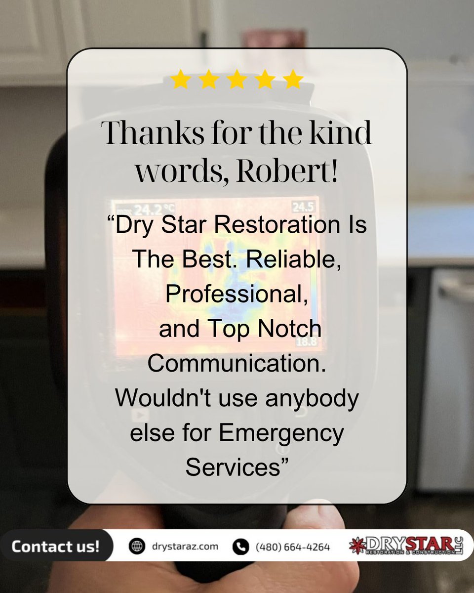 Thank you, Robert, for trusting Dry Star Restoration &amp; Construction with your emergency needs.

We pride ourselves on being reliable, professional, and keeping clients informed.
When disaster strikes, you can count on us.

#DryStarRestoration #CustomerReview #EmergencyServices