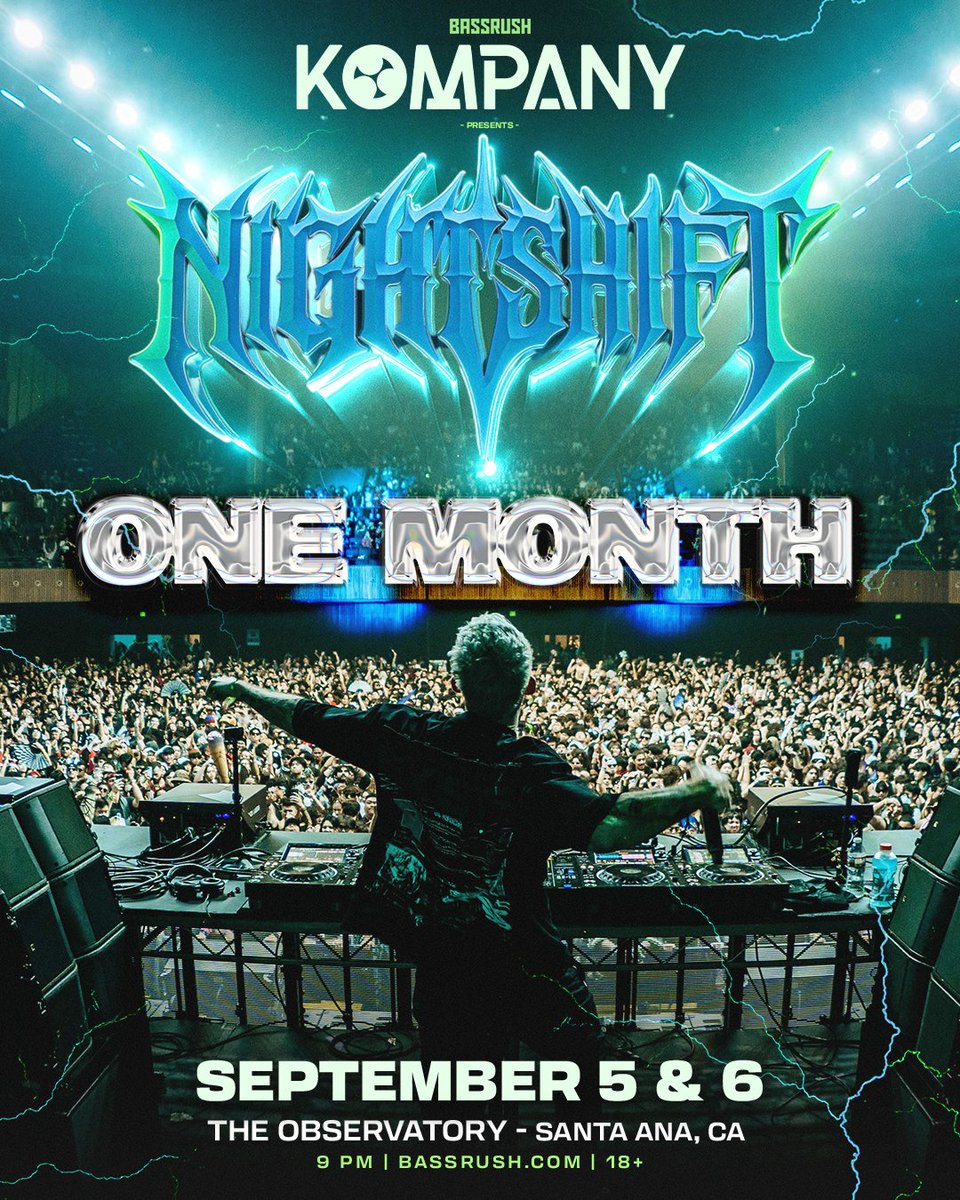BASSRUSH (@bassrush) on Twitter photo One month out and the gears are grinding. ⚙️ <a href="/Kompanymusic/">Kyle from Kompany</a> is clocking into his Nightshift at <a href="/ObservatoryOC/">Observatory Orange County</a> for two nights of havoc on September 5 + 6. 🔥 One month out and the gears are grinding. ⚙️ <a href="/Kompanymusic/">Kyle from Kompany</a> is clocking into his Nightshift at <a href="/ObservatoryOC/">Observatory Orange County</a> for two nights of havoc on September 5 + 6. 🔥