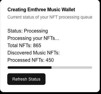Collectors: here’s how to finally see ALL your music NFTs in one place.... Are you on the waitlist for <a href="/EmThreeXyz/">emthree</a>?