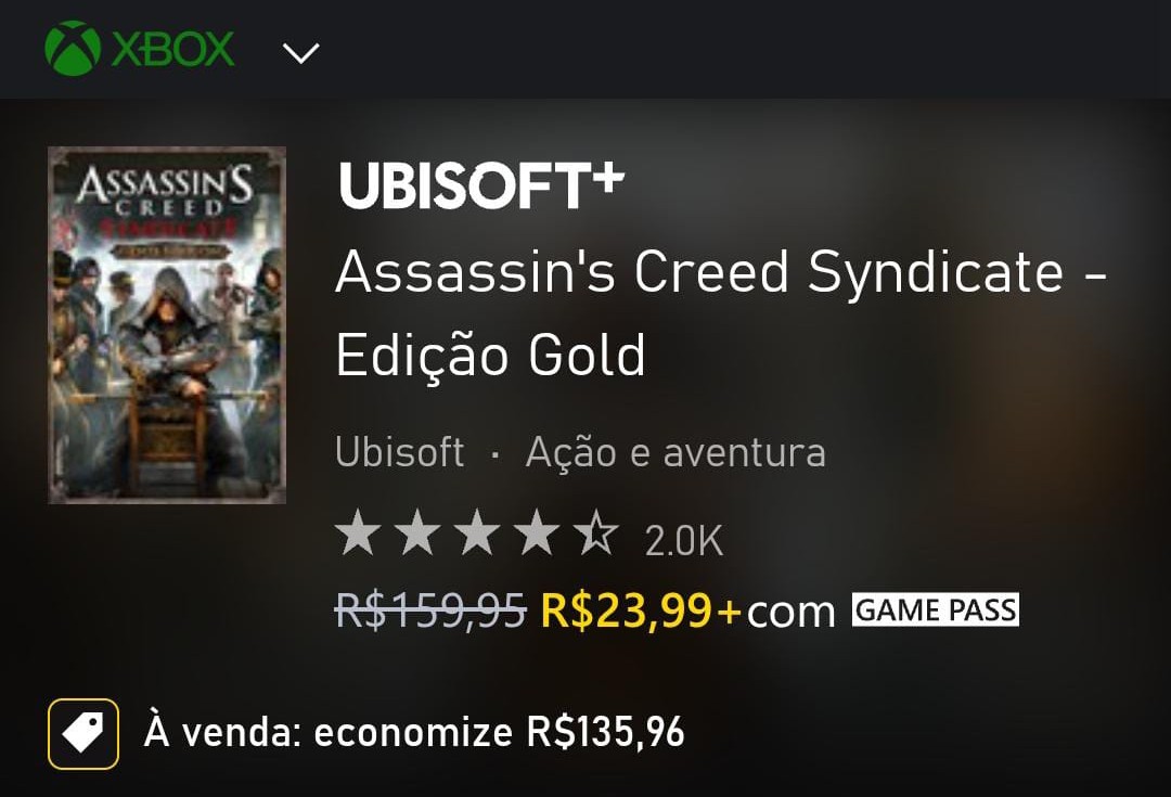 Assassin's Creed Syndicate - Edição Gold está saindo por apenas R$23,99 na Xbox Store!

Oferta exclusiva para assinantes do Game Pass Core, Standard ou Ultimate.

Esse é o menor preço já registrado na loja. (não contando a promoção "apenas para você")

xbox.com/pt-BR/games/st…