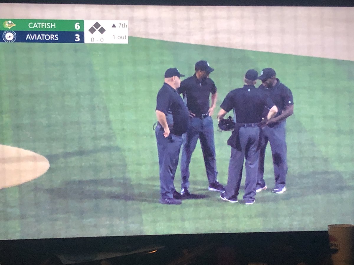 Michael Roush (@mdroush) on Twitter photo I love August discussions of the infield fly rule.
I thought it should have been ruled an infield fly. Did any of these 4 call it during the play????
<a href="/CapeCatfish/">Cape Catfish</a> at <a href="/Lafayette_BSB/">Lafayette Aviators</a> - game 1 of the <a href="/ProspectLeague/">Prospect League</a> championship. I love August discussions of the infield fly rule.
I thought it should have been ruled an infield fly. Did any of these 4 call it during the play????
<a href="/CapeCatfish/">Cape Catfish</a> at <a href="/Lafayette_BSB/">Lafayette Aviators</a> - game 1 of the <a href="/ProspectLeague/">Prospect League</a> championship.