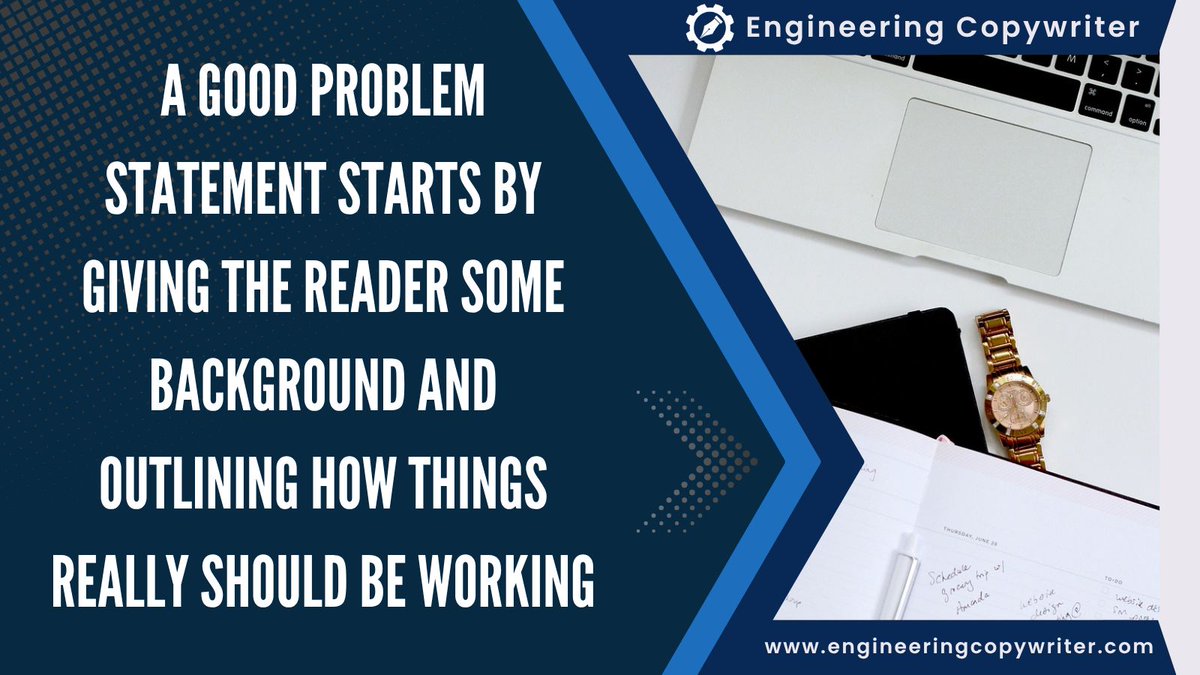 EngineeringCopy's tweet image. The first step to writing an effective problem statement is to outline the ideal situation if the problem weren't there. To learn more, you can read our blog post on how to write an effective problem statement for your white paper here: buff.ly/0JJbLVB
#ProblemStatement