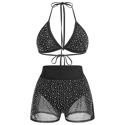 I just received Women's Sparkle Mesh Bikini Sets Halter Bra Top High Waist Shorts Bottom 2 Piece Cover up Festival Holiday Rave Outfits - L - Black from Anonymous via Throne. Thank you! throne.com/missmaedomme #Wishlist #Throne