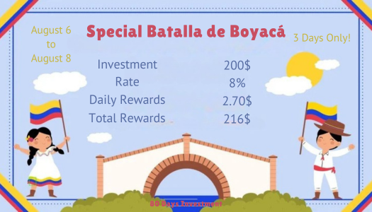 miningnumeric's tweet photo. Special Batalla de Boyacá 2025 
3 Days Only !
August 6 to August 8 
Investment: 200$ 
Rate: 8%
Lifetime: 80 Days 
Daily Rewards: 2.70$ 
Total Rewards: 216.00$  

#CloudMining #Crypto #Reward #Cryptocurrency #Mining #BTC #Investment #investing #cryptomonnaie #PassiveIncome #Altcoin #Bitcoin #memecoin 

https://t.co/TDsOqzEwx3