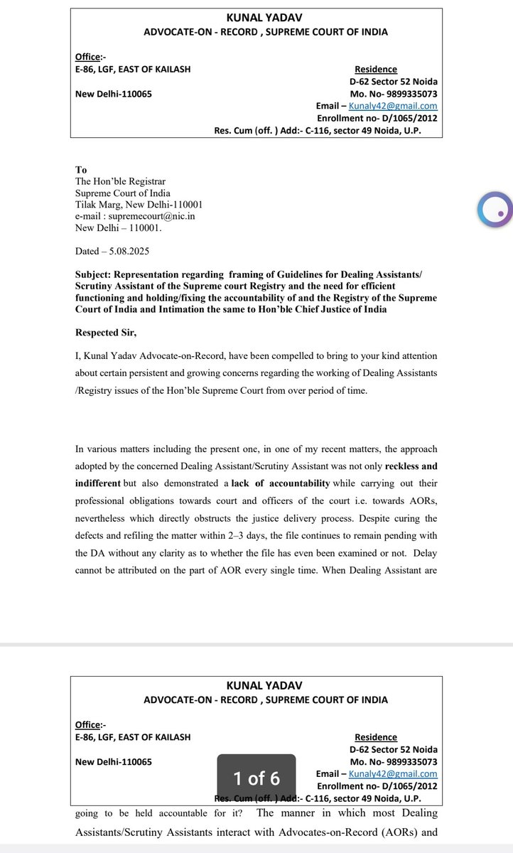 It is imperative that the registry problems of the Supreme Court be addressed, and that the scrutiny assistants and dealing assistants within the registry be held accountable for their actions. #Supremecourt #aor