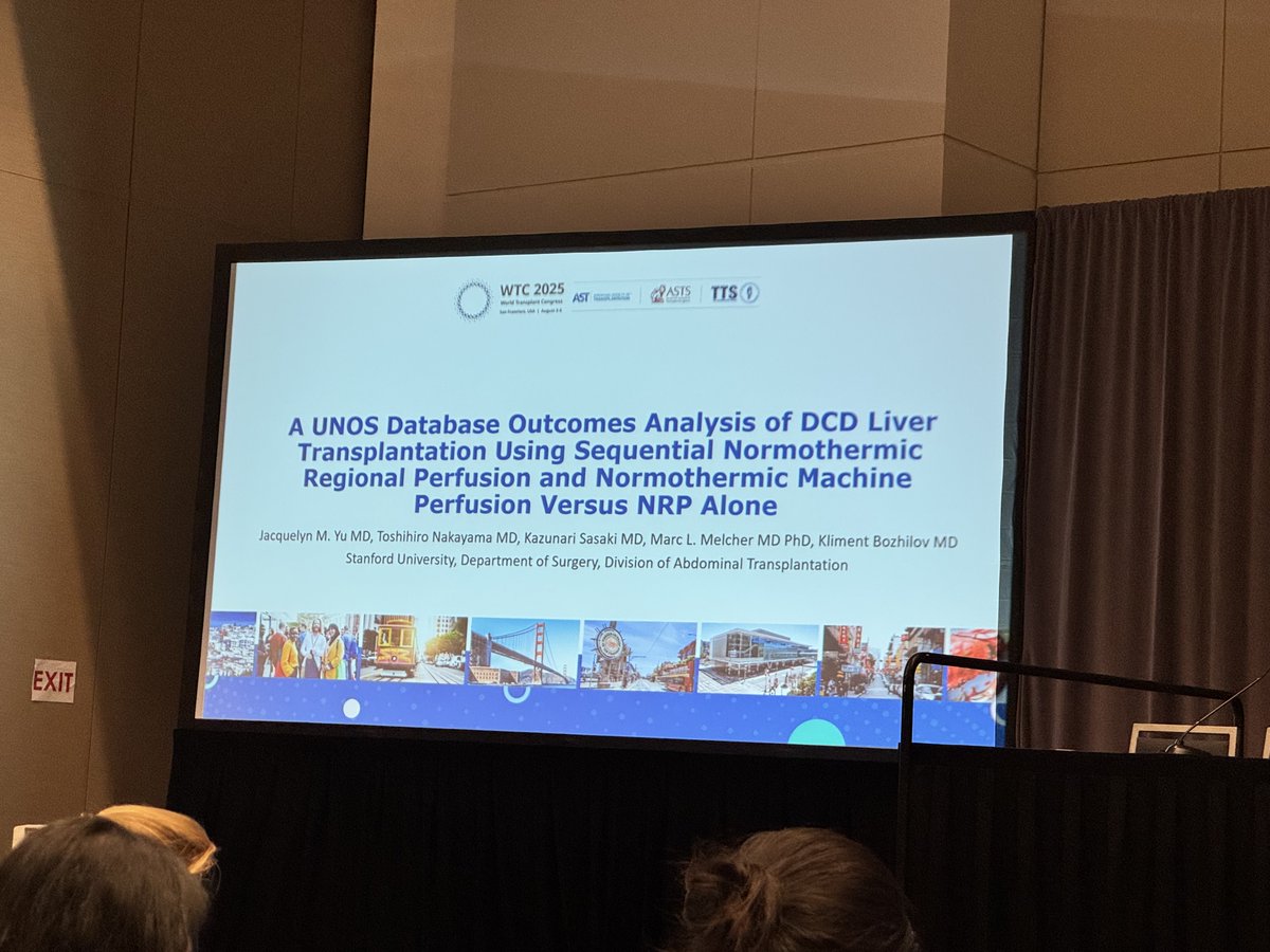 StanfordAbdTxp (@stanfordabdtxp) on Twitter photo 🎤 Fellow Dr. <a href="/JacquelynMYuMD/">Jacquelyn M Yu, MD</a> presents her research on DCD liver transplantation at #WTC2025! Proud to see alumna Dr. Aleah Brubaker serving as session moderator. <a href="/ttsorg/">TTS</a> <a href="/ASTSChimera/">ASTS</a> <a href="/AST_info/">American Society of Transplantation (AST)</a> 🎤 Fellow Dr. <a href="/JacquelynMYuMD/">Jacquelyn M Yu, MD</a> presents her research on DCD liver transplantation at #WTC2025! Proud to see alumna Dr. Aleah Brubaker serving as session moderator. <a href="/ttsorg/">TTS</a> <a href="/ASTSChimera/">ASTS</a> <a href="/AST_info/">American Society of Transplantation (AST)</a>