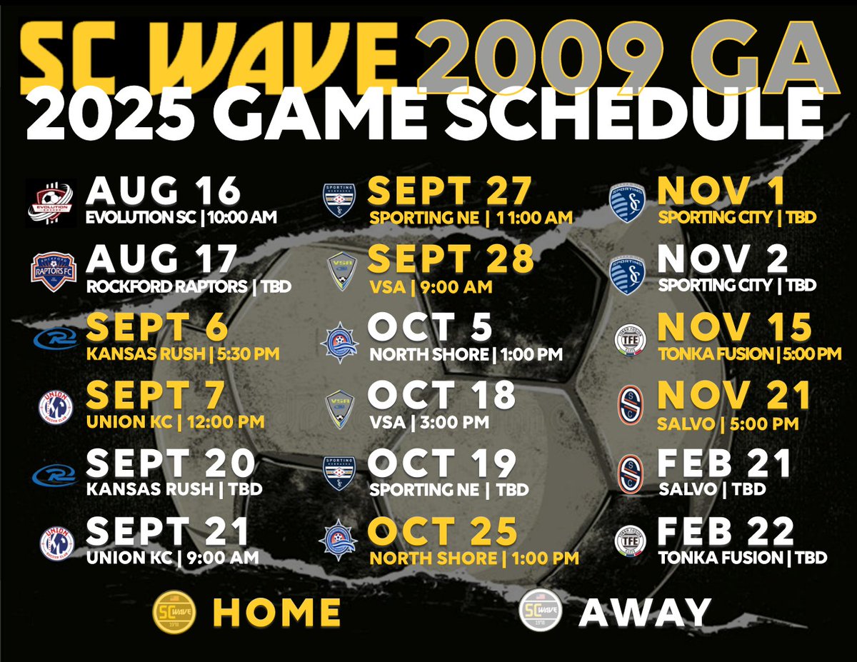 2009WaveGA's tweet photo. 🚨 Schedule Drop 🚨 Ready for an exciting and competitive season ahead!  We've been working hard and can't wait to get on the field. Let's go! https://t.co/Phc9f1FsgP