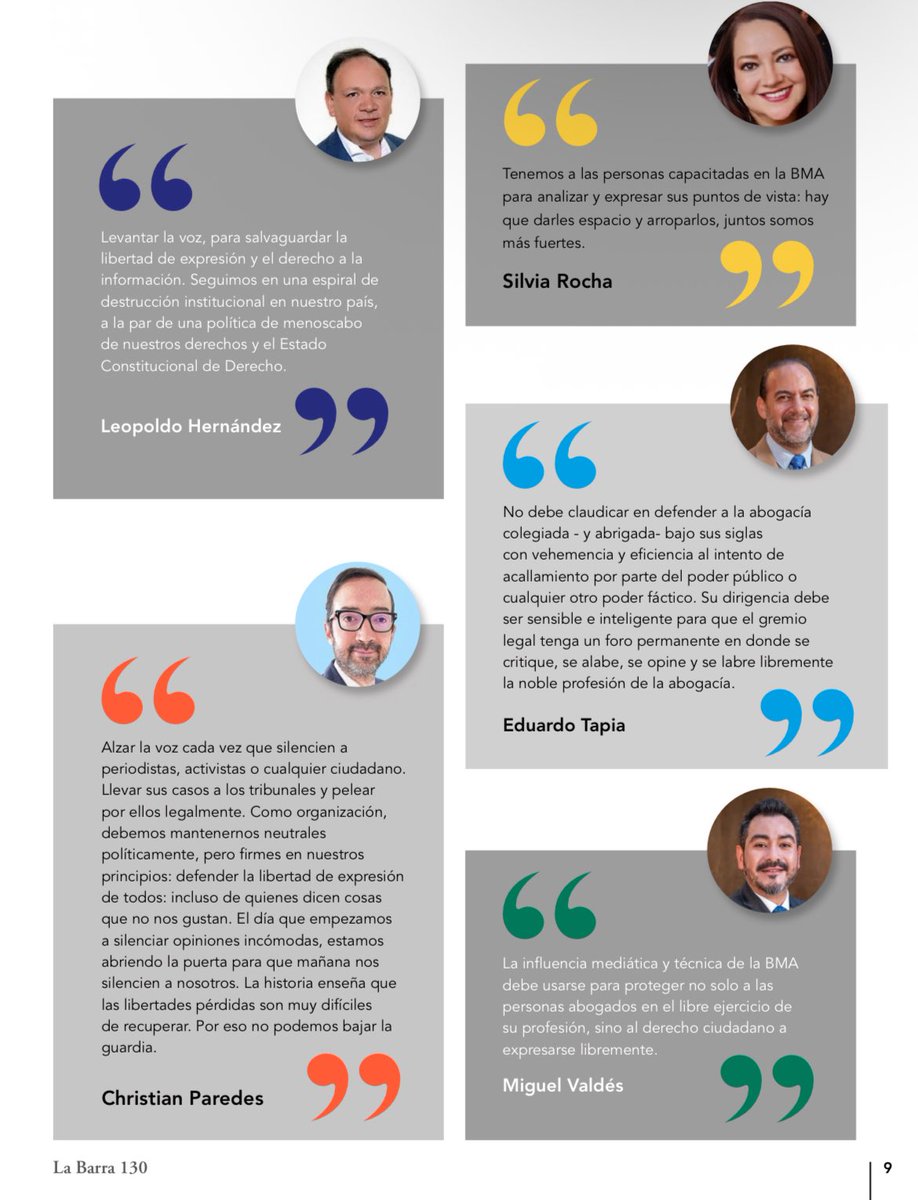 ¡En México, la libertad de expresión está bajo amenaza con el aumento de la censura. Como miembro de la <a href="/BMA_Abogados/">Barra Mexicana, Colegio de Abogados A.C.</a>, afirmo: “No podemos permanecer en silencio. Hoy, más que nunca, debemos abrir las líneas de comunicación y cualquier intento de someter la libre expresión no