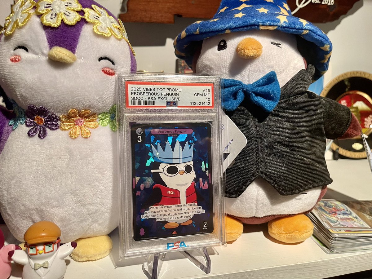 JediFwogDog (@jedifwogdog) on Twitter photo Preordered a few booster boxes of the <a href="/vibes_tcg/">Vibes (Pudgy TCG)</a> series 2 Legends of the Lils 💰
Also FOMO’d a PSA 10 Exclusive “Prosperous Penguin” because he’s f’n awesome! and I couldn’t make SDCC
#PudgyPenguins #TCGVibes #PSA10
$PENGU 🚀 Preordered a few booster boxes of the <a href="/vibes_tcg/">Vibes (Pudgy TCG)</a> series 2 Legends of the Lils 💰
Also FOMO’d a PSA 10 Exclusive “Prosperous Penguin” because he’s f’n awesome! and I couldn’t make SDCC
#PudgyPenguins #TCGVibes #PSA10
$PENGU 🚀