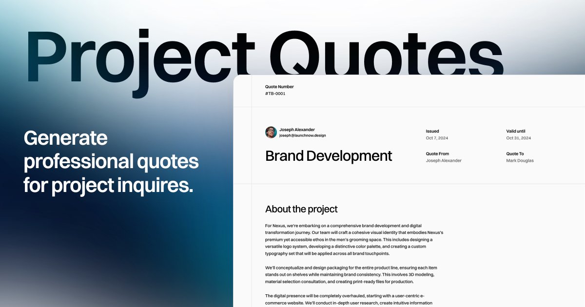 Most templates are "ship it and forget it." That's not how I work. 

Just pushed major updates to Launchfolio. Project quotes now auto-calculate subtotals from line items, apply your VAT percentage, and show the final total automatically. Also upgraded the blog with category