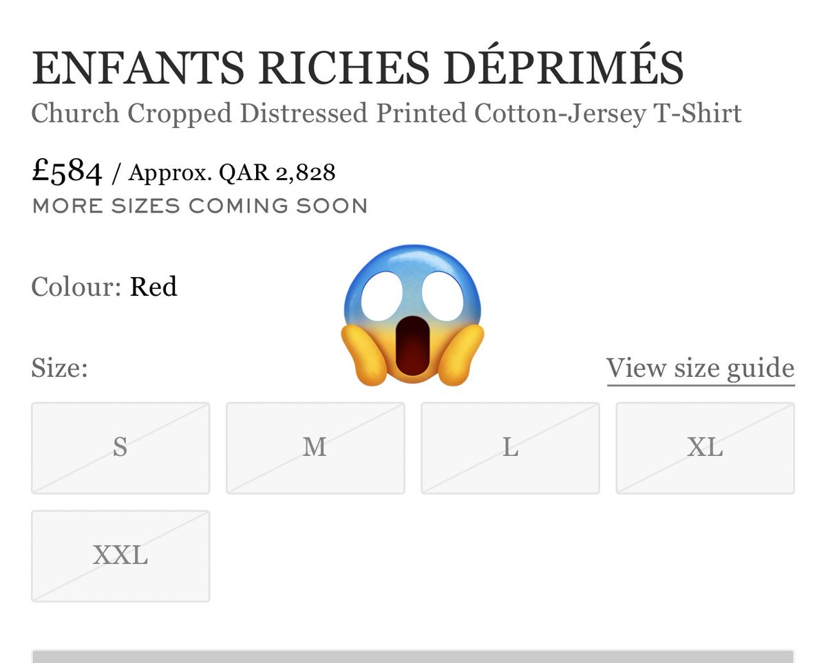 ENFANTS RICHES DÉPRIMÉS
Church Cropped Distressed Printed Cotton-Jersey T-Shirt
£584 / Approx. QAR 2,828
MORE SIZES COMING SOON 🔜 😭 

#jimin