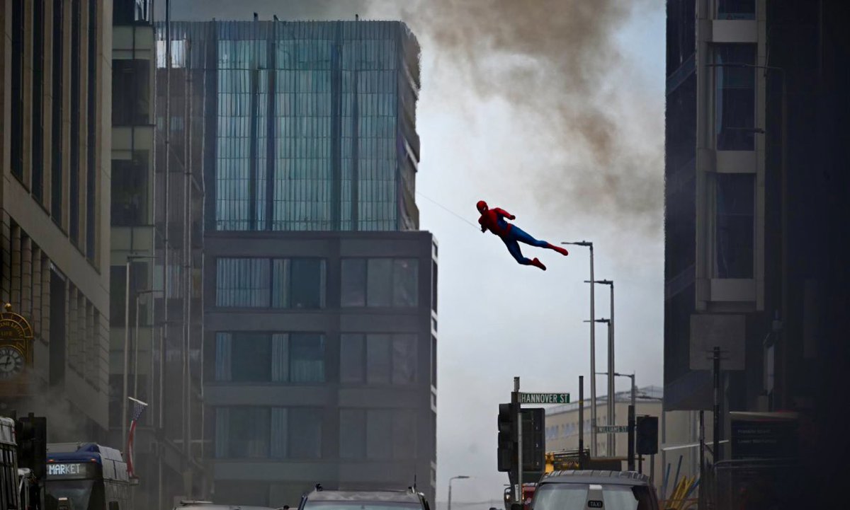 therealsupes's tweet photo. these are legit the best set photos we’ve ever gotten of tom’s spider-man &amp; it’s legit only day 4 of filming… https://t.co/Fg7LrTWF9I