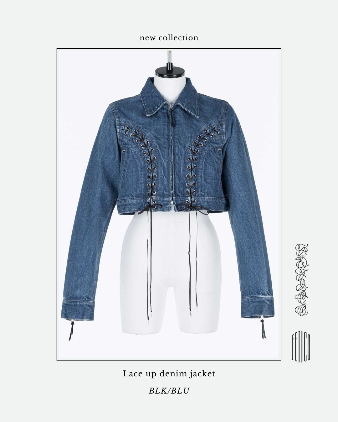 希少色｜Tiffany Blue Black Denim Jacket Darcy Drop Shoulder Jacket — JBD