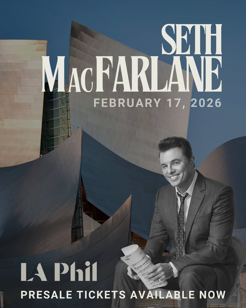 Set_Macfarlane_'s tweet image. .@SethMacFarlane makes his Walt Disney Concert Hall debut February 17. Presale tickets are available now: laphil.com/events/perform…