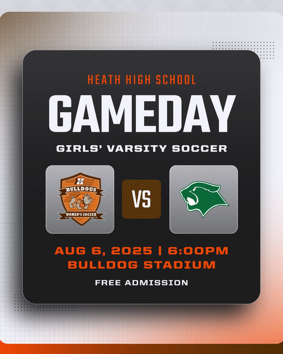 Heath HS Girls Soccer (@heathhsgirlsso1) on Twitter photo 🚨 SCRIMMAGE GAME 🚨
Heath Varsity Girls Soccer vs. Westland HS
📆 Aug 6, 6 PM
🏟 Heath Bulldog Stadium
🎟 Free Admission
#RespectIsEarned
<a href="/cogsocupdate/">Central Ohio Girls Soccer Update</a> | <a href="/AlexiLalas/">Alexi Lalas</a> | <a href="/HEATHHS_AD/">Heath Bulldogs AD</a> 🚨 SCRIMMAGE GAME 🚨
Heath Varsity Girls Soccer vs. Westland HS
📆 Aug 6, 6 PM
🏟 Heath Bulldog Stadium
🎟 Free Admission
#RespectIsEarned
<a href="/cogsocupdate/">Central Ohio Girls Soccer Update</a> | <a href="/AlexiLalas/">Alexi Lalas</a> | <a href="/HEATHHS_AD/">Heath Bulldogs AD</a>