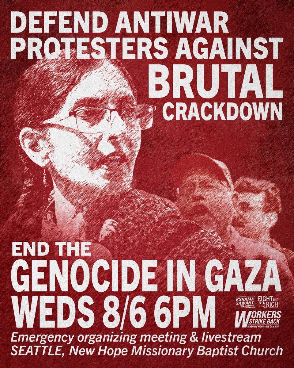 cmkshama's tweet image. EMERGENCY MEETING TOMORROW
Wed August 6th
6 pm PT / 9pm ET 

In Seattle at New Hope Baptist Church 124 21st Ave! 

If you're not in Seattle, join  via livestream: youtube.com/@OnStrikeShow

Defend Antiwar Protesters from Brutal Crackdown! 
End the Genocide in Gaza!

Register here:…