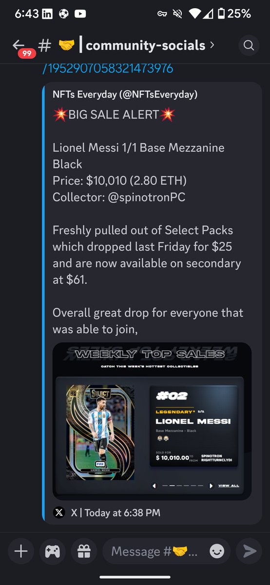 𝙈𝙞𝙠𝙚𝙞𝙨𝙣𝙩𝙡𝙮𝙞𝙣𝙜 (@mikemummy33) on Twitter photo Sheeeesh 👇
Soccer #nfts <a href="/PaniniNFTs/">Panini NFTs (Unofficial)🕵🏼💎</a> bummed I missed this pack drop.
Big soccer fan. Next one I gotta get back in on drops. 💧 Sheeeesh 👇
Soccer #nfts <a href="/PaniniNFTs/">Panini NFTs (Unofficial)🕵🏼💎</a> bummed I missed this pack drop.
Big soccer fan. Next one I gotta get back in on drops. 💧