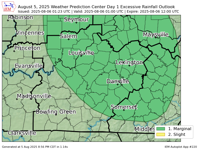 WPC issues Day 1 Marginal Risk Excessive Rainfall Outlook at Aug 6, 1:23z for LMK wpc.ncep.noaa.gov/qpf/excessive_…