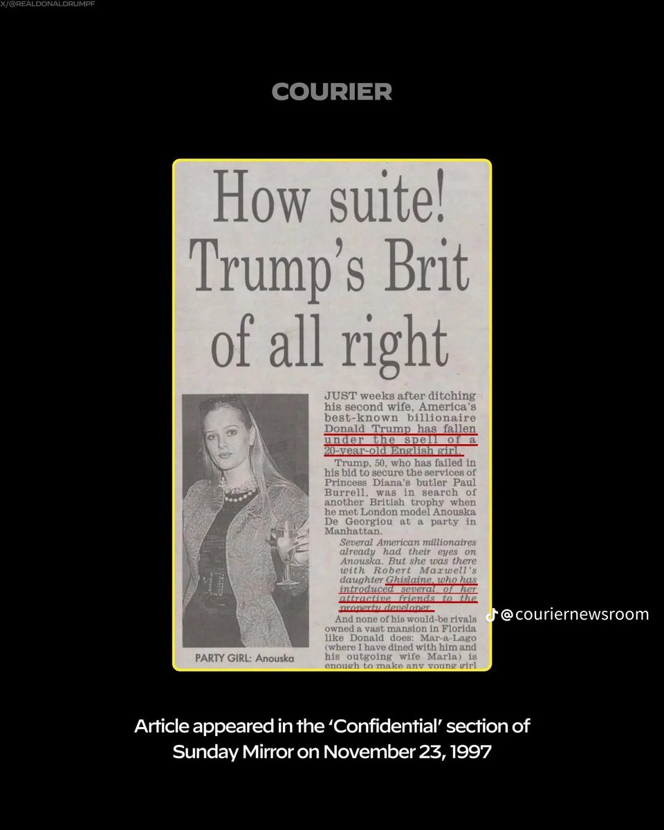 An unearthed article from 1997 on Trump‘s relationship with Maxwell. Zoom in.