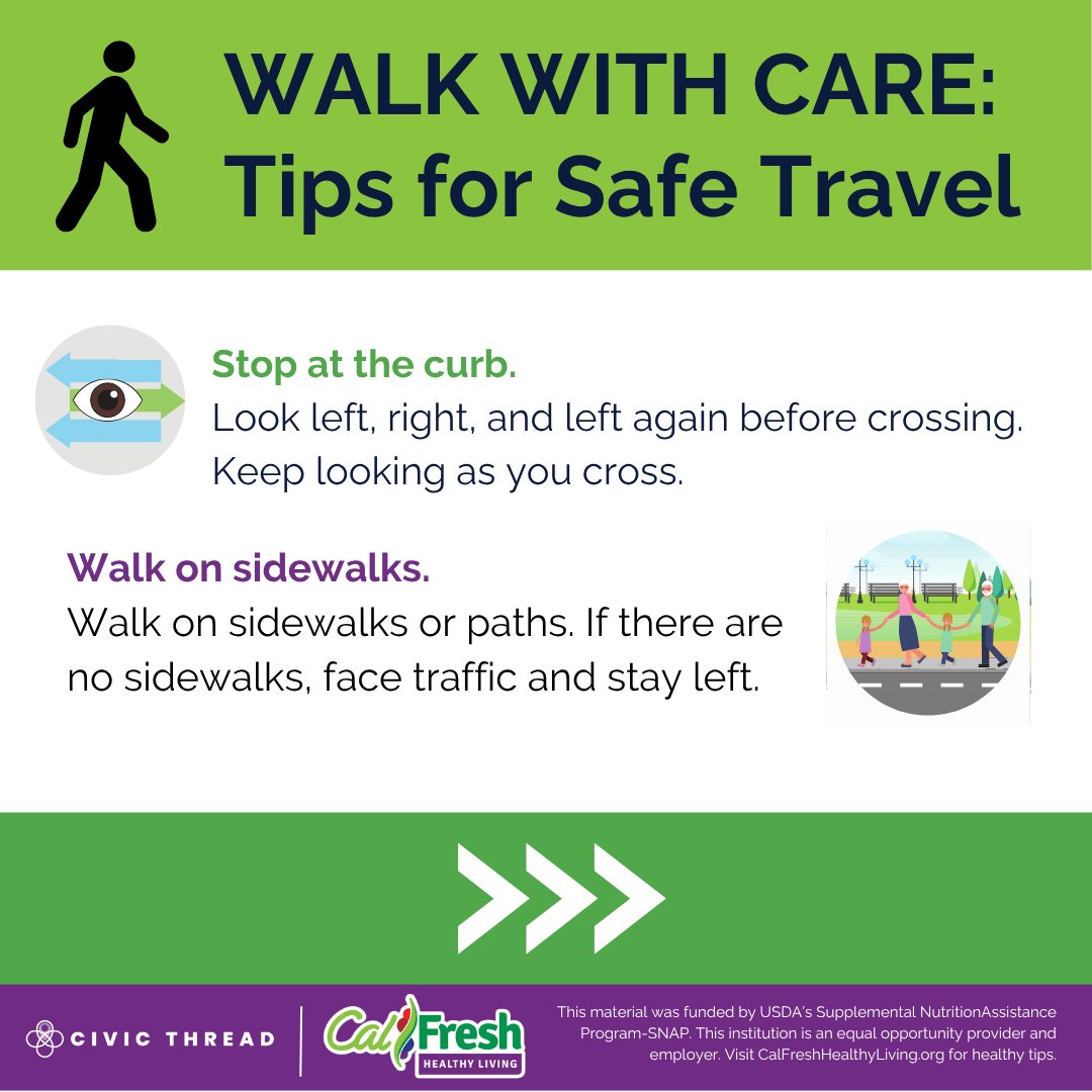 CivicThread's tweet image. It's Wellness Month! 🧘‍♀️🗓️ Here's a few walking safety tips to help you walk into wellness all month long!

¡Es el Mes del Bienestar! 🗓️ 🎉 ¡Aquí hay algunos consejos para caminar con precaución hacia el bienestar durante todo el mes!