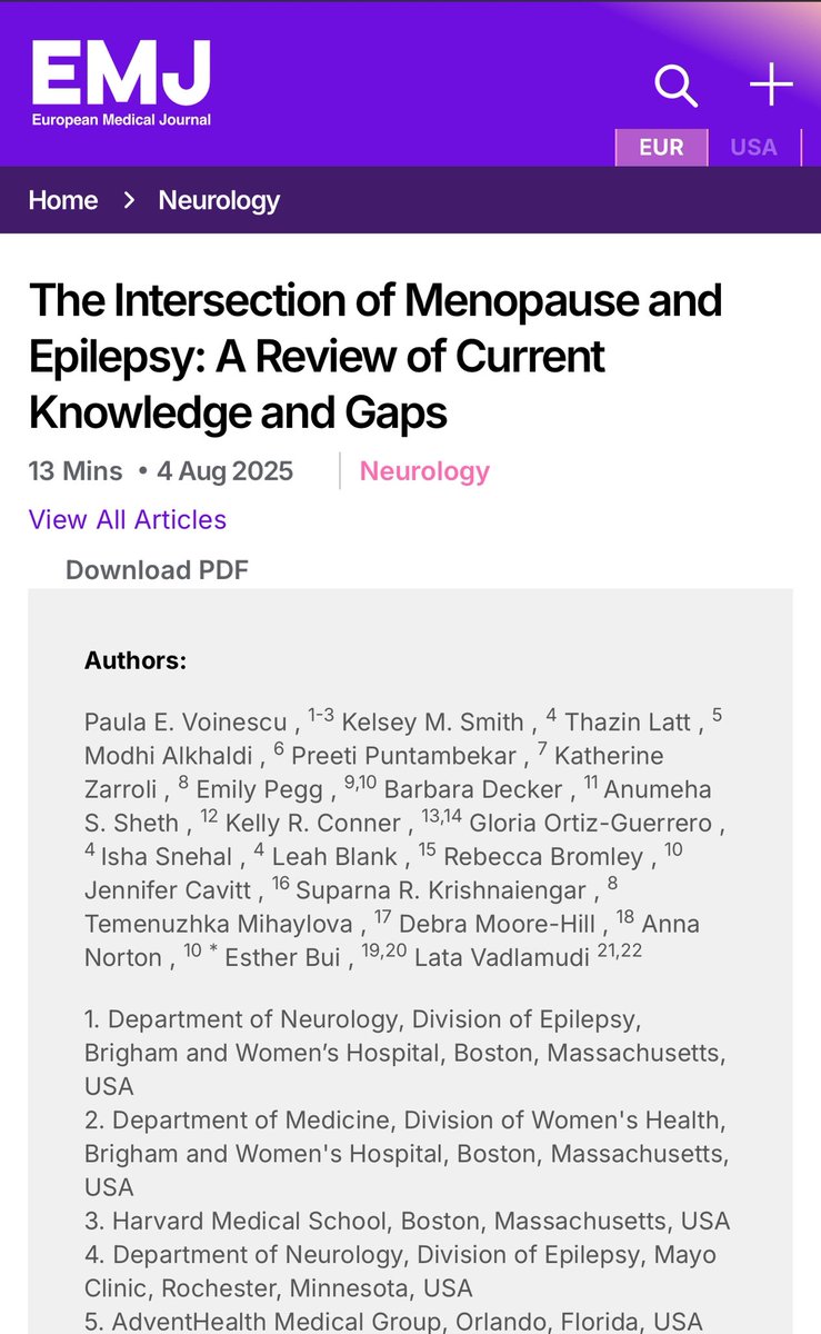 Check out this great collaboration on insights into #epilepsy and #menopause. The key takeaway is that menopause is complex, with many factors that can influence various aspects of epilepsy
 
emjreviews.com/neurology/arti…