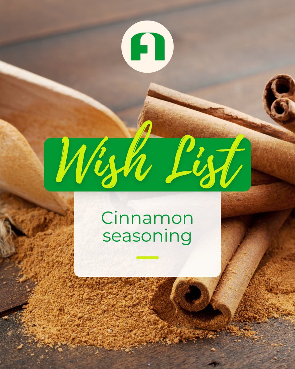 #WishlistWednesday: This week, we're wishing for donations of: CINNAMON SEASONING

We accept donations daily from 7:30 am to 2:30 pm. Thank you for supporting our community! 💚 

#FriendshipInn #Saskatoon #YXECharity #YXE