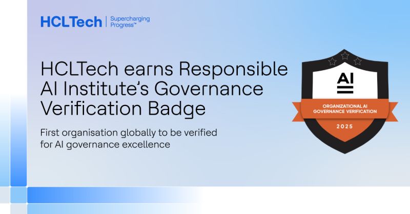 adarsh001kumar's tweet photo. HCLTech sets a new industry benchmark as the first to earn Organizational AI Governance Verification Badge from https://t.co/uoNM6ZwC8v https://t.co/nTgNXxHerd