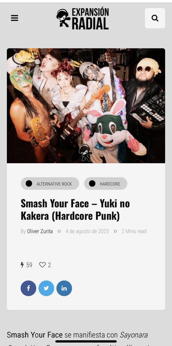xxxSYFxxx's tweet photo. El medio web mexicano 🇲🇽 "Expansión Radial" (@ExpansionRadial) escribió un artículo sobre SMASH YOUR FACE "Pedazos de Coraje" gracias
メキシコ🇲🇽の『Expansion Radial』に『勇気のかけら』を記事にして頂きました gracias
#Mexico #ExpansionRadial #syf_hc #GOLLIPOPRECORD
Mexican 🇲🇽 web media "Expansion Radial"wrote an article about SMASH YOUR FACE "Pieces of Courage"
https://t.co/sMUJZLpdX4
Spotify / Apple Music / Amazon Music / LINE MUSIC / AWA / YouTube Music
https://t.co/MqILUcW8Pw
