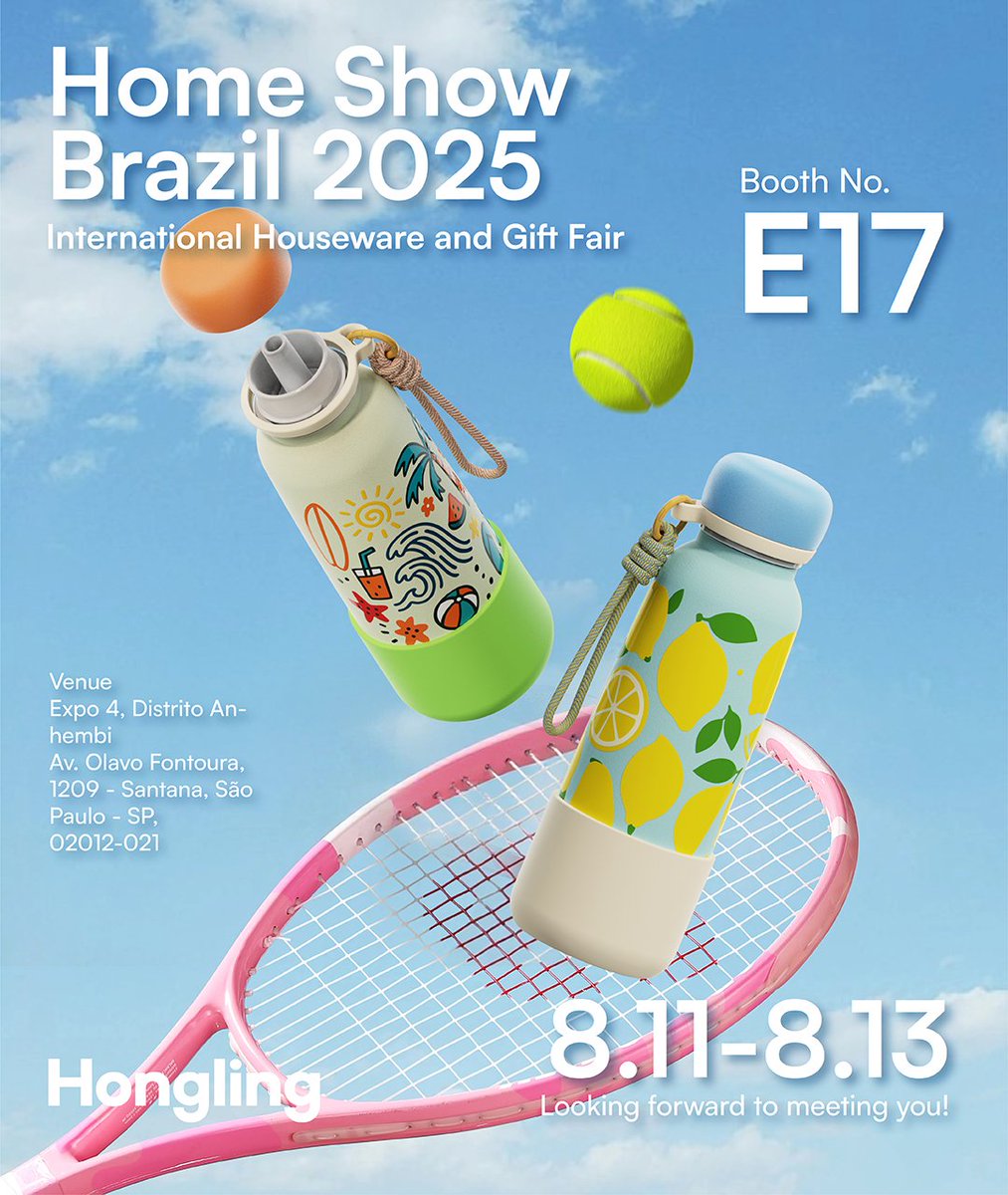 DoraTang718's tweet photo. 🚀 Brazil 2025, HERE WE COME! 🚀Find us at Booth E17 (International Houseware Fair, São Paulo)! 🌎📅 Aug 11-13 | 📍 Expo Anhembi, SP
✅PATENTED items
✅ 2025 new drops (OEM/ODM welcome!)
✅ Wholesale deals 
#StainlessSteelTumbler #OEMFactory #Hongling #HomeShowBrazil2025 https://t.co/yuGjwSZijj