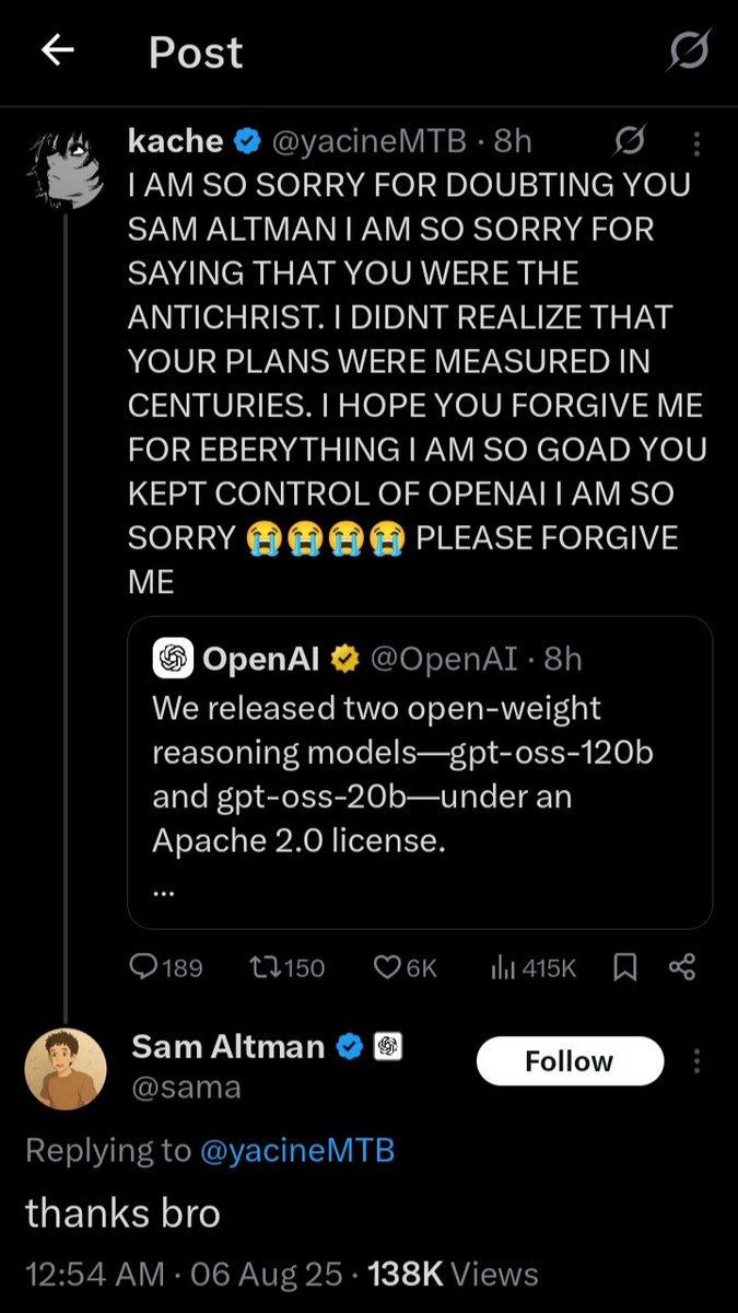 SagaCoder's tweet image. &quot;GUYS, SAM ALTMAN IS A TIME LORD!
@yacineMTB 
APOLOGIZED, AND HE SAID &apos; THANKS BRO&apos; 
#SamAltman #Openai #TechGenix.