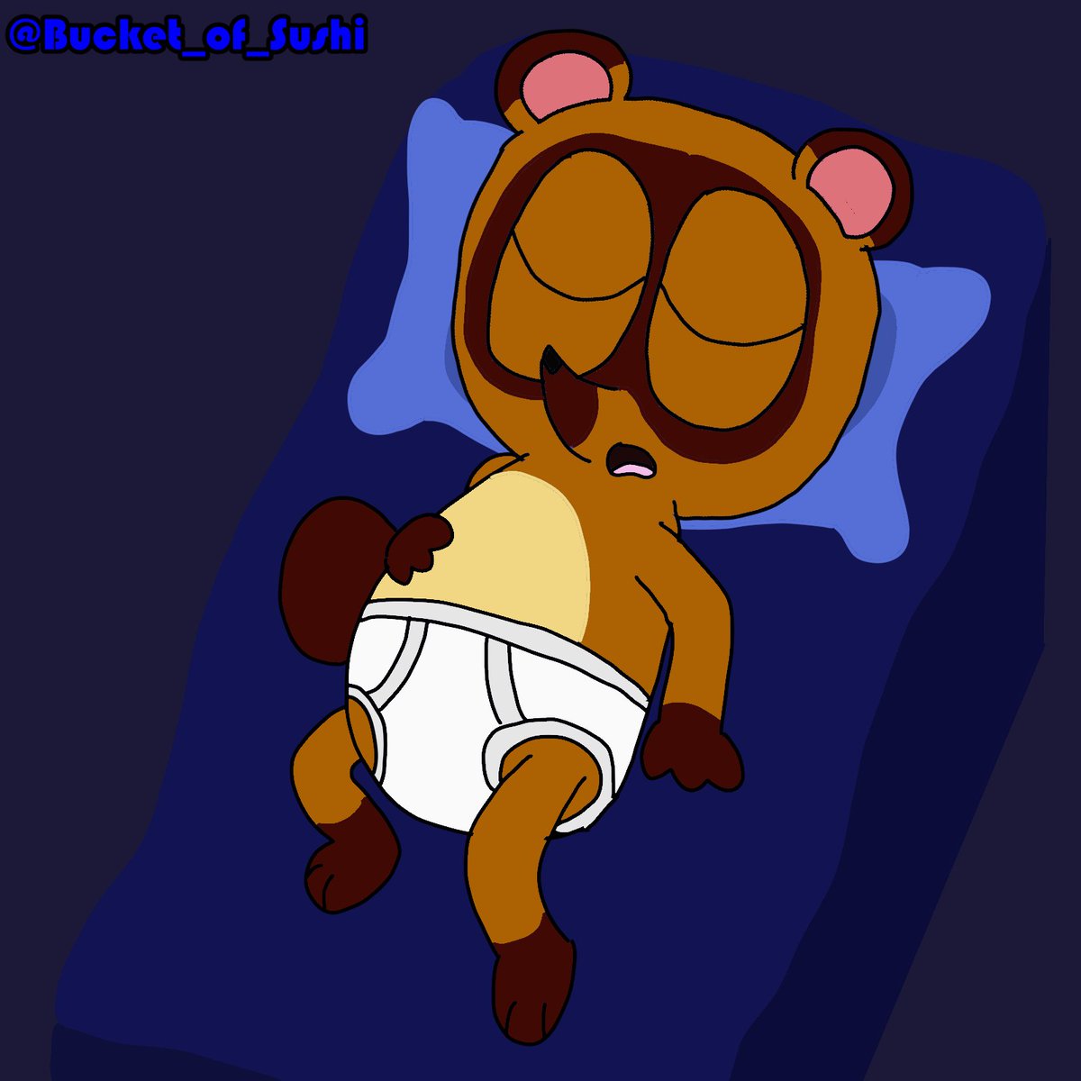 Nook decided to sleep one night while wearing something to cover his cranny (hehe)

(Headcanon: He usually sleeps naked)

#UnderwearDay #AnimalCrossing #TomNook