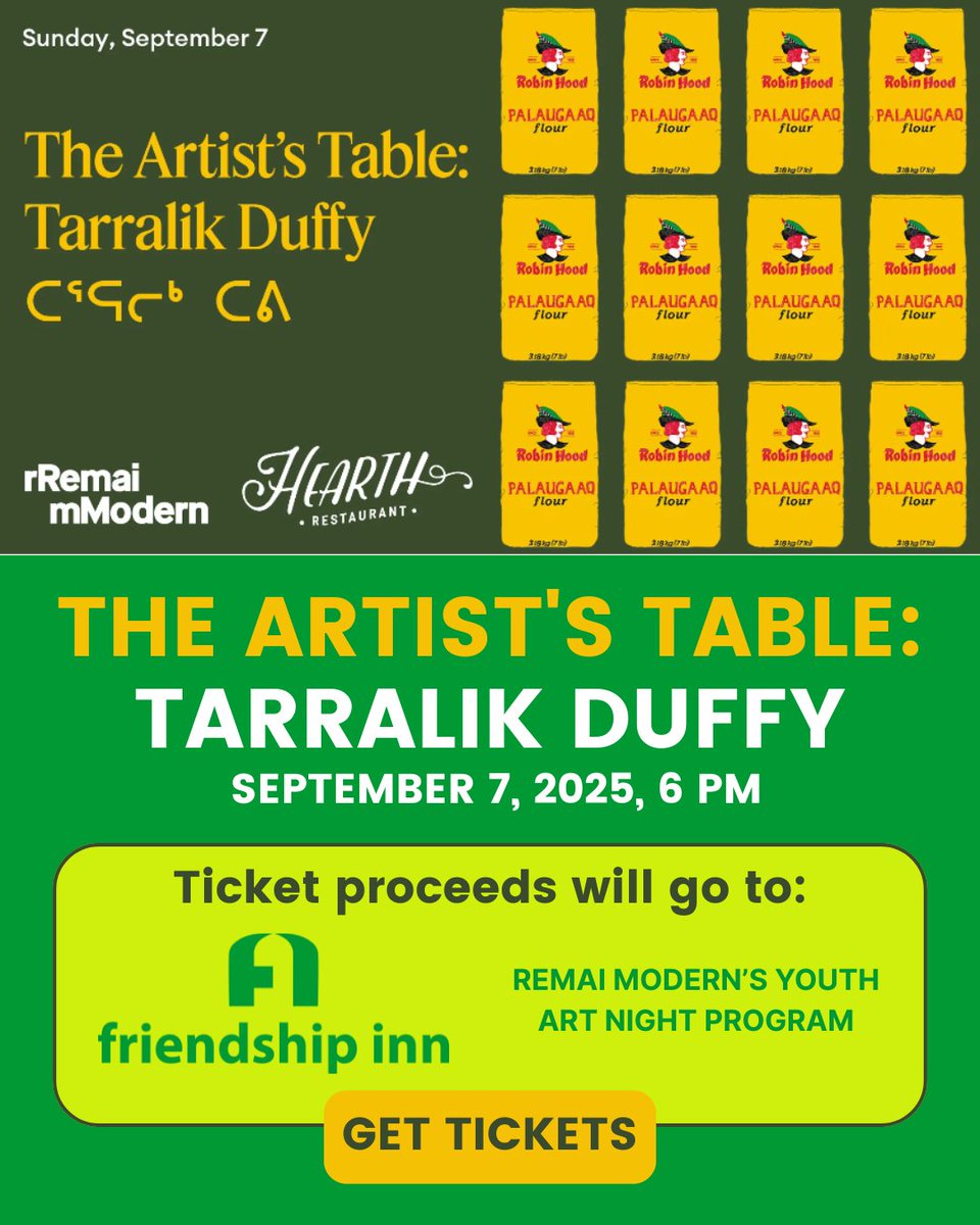 We’re grateful to <a href="/RemaiModern/">remaimodern</a>, Hearth &amp; artist Tarralik Duffy for including us as a beneficiary of The Artist’s Table Fundraising Dinner on Sept 7 💛

🎟️ Get tickets here: shop.remaimodern.org/products/the-a…