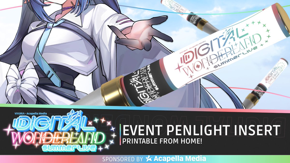 【SHOW YOUR SUPPORT】
✧ DIGITAL WONDERLAND SUMMER LIVE ✧

Want a Digital Wonderland Summer Live penlight to bring to the show? We have you covered!

Printable insert PDF can be found here: ko-fi.com/s/eed0eb07a3✨

🗓️ Aug 8th &amp; 9th 12:30 PM MST