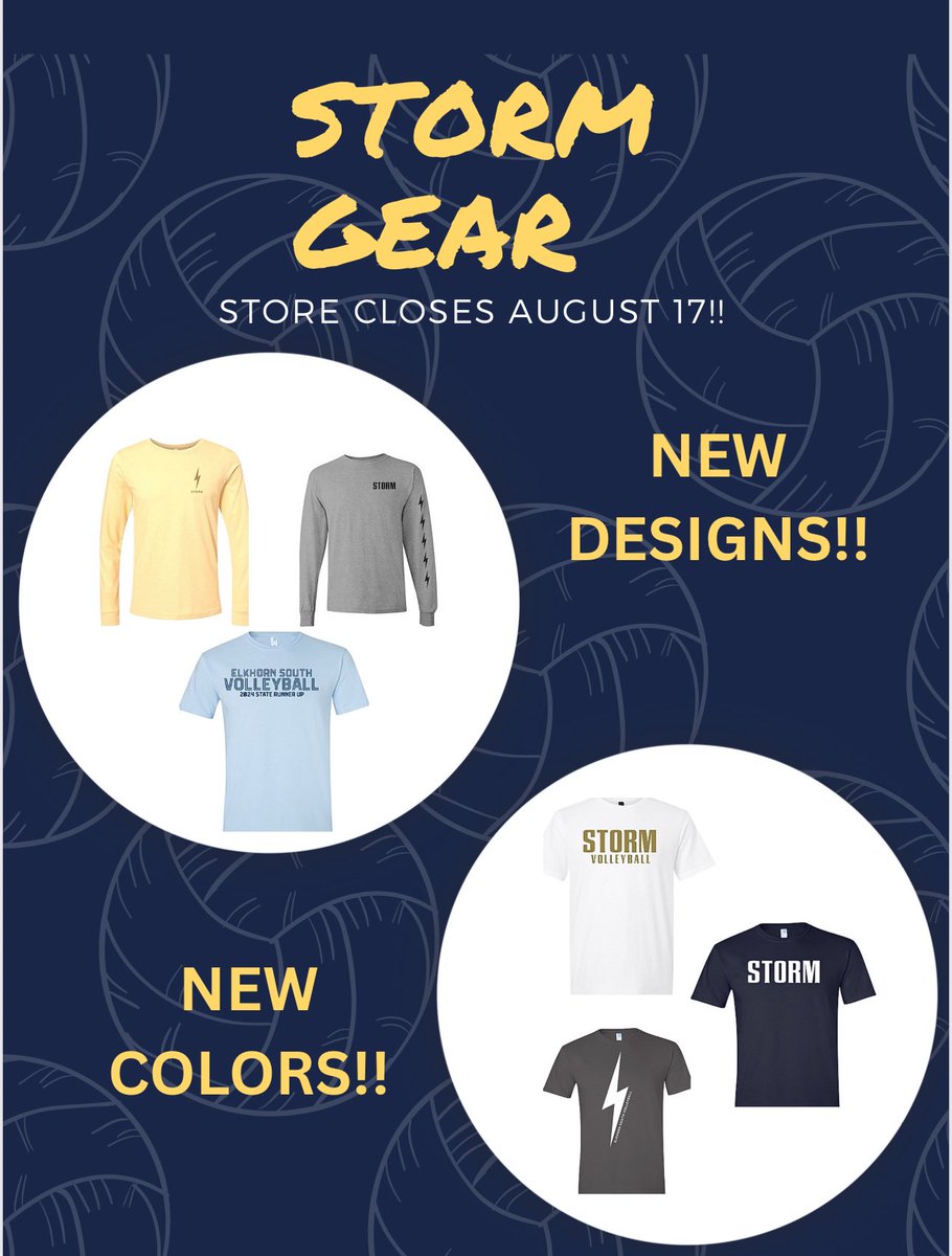 eshsvb's tweet image. Get Your Elkhorn South Volleyball Gear!
🏐 The team store is open now — but not for long!
🗓️ Deadline to order: August 17
✅ Make sure you’ve got your gear in time for the first match!
Don’t miss out — show your Storm pride and support the team in style! eshsvolleyballgostorm.itemorder.com/shop/home/