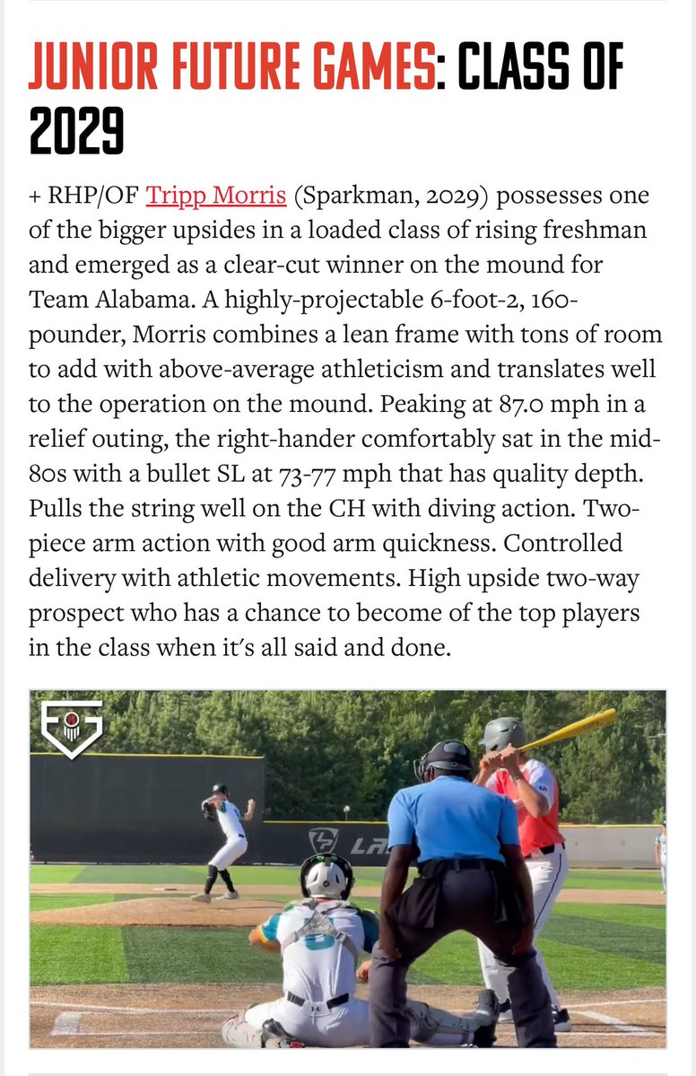 Atlanta Braves Scout Team (@bravesscoutteam) on Twitter photo β29 Tripp Morris Atlanta Braves Scout Team 15U-New Kid on the Block-Excited to see him develop the next few years <a href="/morristripp27/">Tripp Morris</a> <a href="/ALcomHuntsville/">AL.com Huntsville</a> <a href="/PG_Scouting/">Perfect Game Scout</a> <a href="/PG_Uncommitted/">PG_Uncommitted</a> <a href="/PrepBaseballAL/">Prep Baseball Alabama</a> <a href="/PB_Uncommitted/">Prep Baseball Uncommitted</a> <a href="/BaseballAmerica/">Baseball America</a> β29 Tripp Morris Atlanta Braves Scout Team 15U-New Kid on the Block-Excited to see him develop the next few years <a href="/morristripp27/">Tripp Morris</a> <a href="/ALcomHuntsville/">AL.com Huntsville</a> <a href="/PG_Scouting/">Perfect Game Scout</a> <a href="/PG_Uncommitted/">PG_Uncommitted</a> <a href="/PrepBaseballAL/">Prep Baseball Alabama</a> <a href="/PB_Uncommitted/">Prep Baseball Uncommitted</a> <a href="/BaseballAmerica/">Baseball America</a>