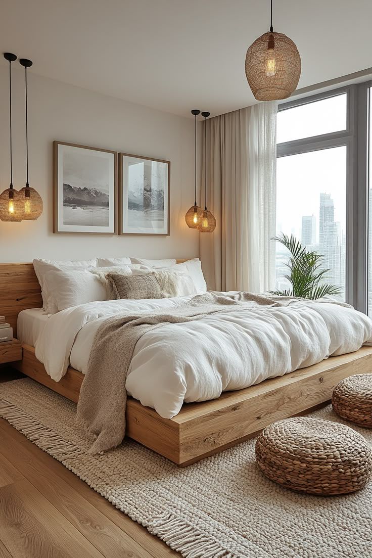AlbericEmmanuel's tweet photo. City view, mountain hues, and woven light—this is how a quiet bedroom bridges nature and skyline. 🌄🌿🪟
#UrbanRetreat #BedroomSerenity #WoodBeamCharm #NatureInTheCity #SoftTextures #MountainMood #WovenWarmth #DesignPoetry https://t.co/Rd98ePEcPX