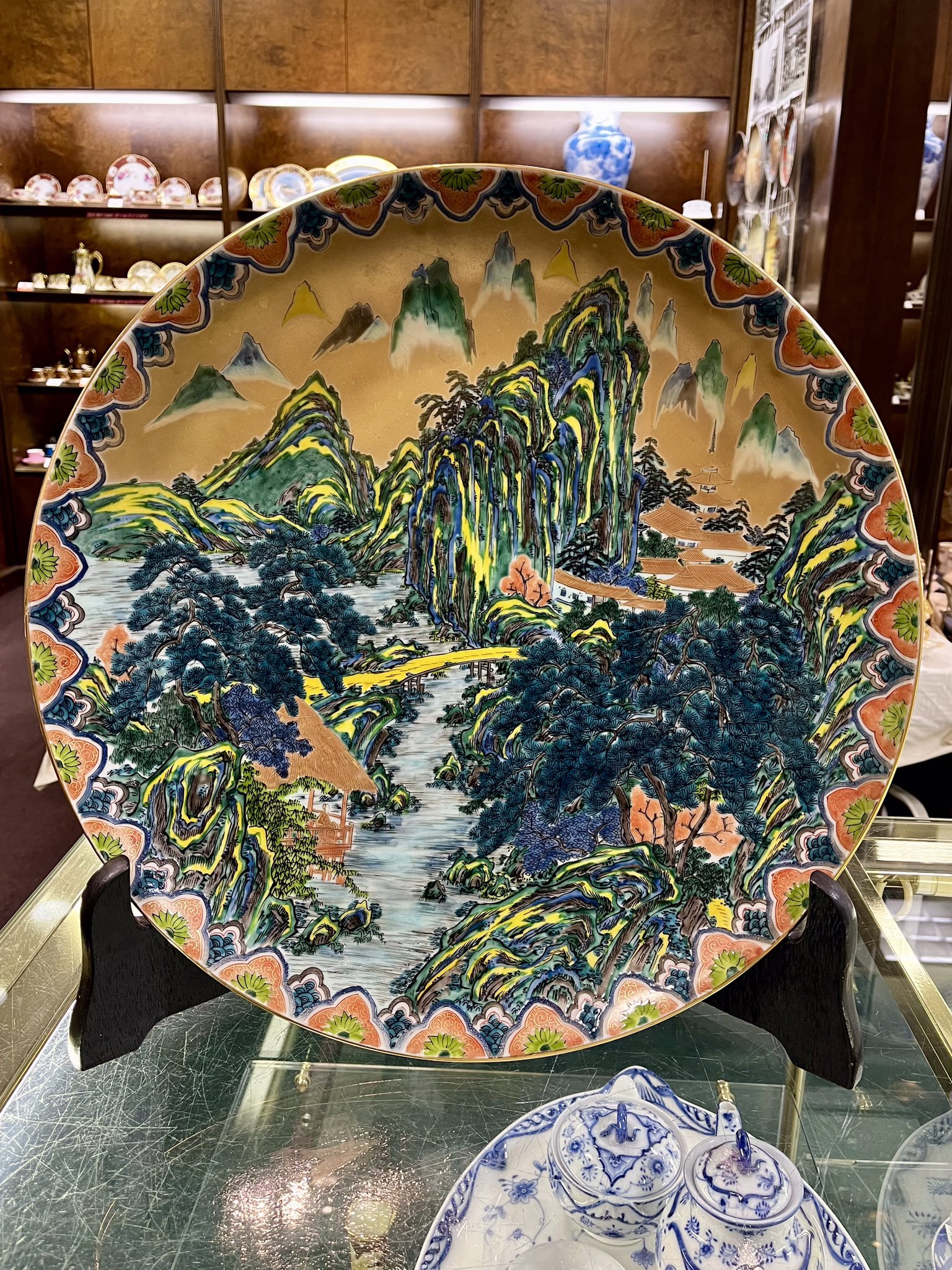江戸初期　古九谷長皿5枚　木箱付　横幅約16.7㎝　東Y5-1127☆2F 江戸初期古九谷長皿5枚木箱付横幅約16.7㎝東Y5-1127☆2F