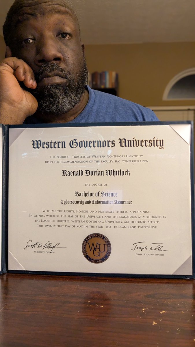 RaeWhitlock's tweet photo. I talked about this when it happened a couple of months ago, but never posted the official document.
Old Man Whitlock, BS. #WGUgrad https://t.co/1QhJxCtrxP