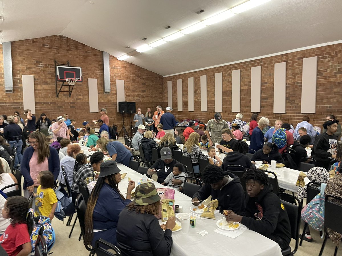 WFBC3's tweet photo. Great National Night Out connecting the @HighPointPolice , @HPFD and High Point community together. We’re grateful to provide over 180 “packed backpacks” to local students as they prepare for the 25/26 school year. #WereInThisTogether https://t.co/oK8I392Xwk