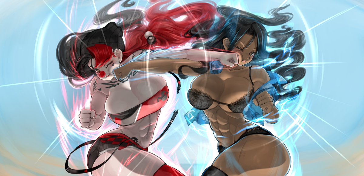 My Friendship with <a href="/TheTrueElement/">Elray</a> summed up in 1 amazingly drawn image 👊 kicking each others ass for 5 years 🤙 

Drawn by the piggie god himself <a href="/YuberG_Studios/">Yuber_G | WAITLIST OPEN</a>