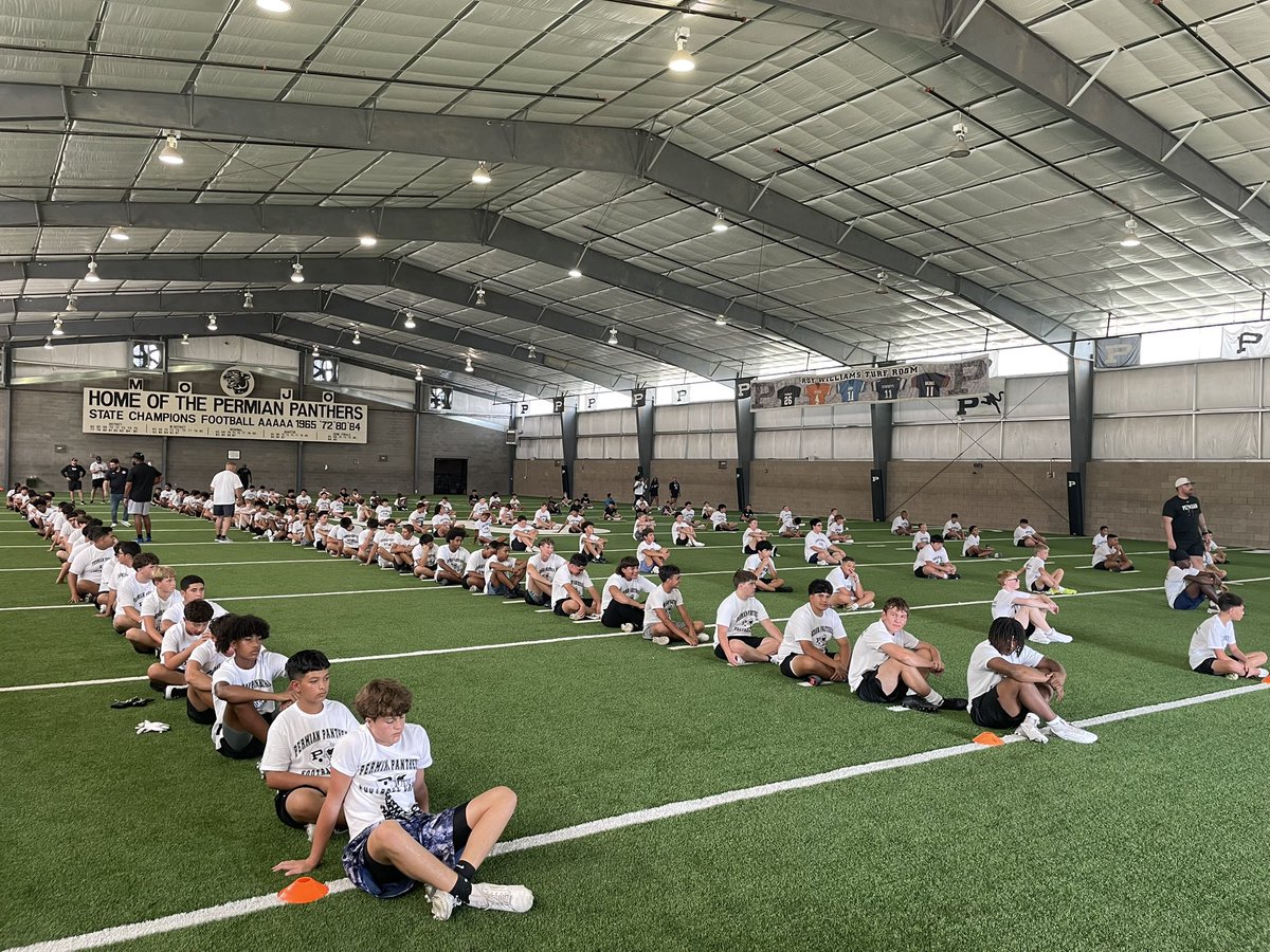 Over 160 future Permian Panthers took to the field this evening for the 23rd annual Middle School Panther Football Camp! Getting ready to work!