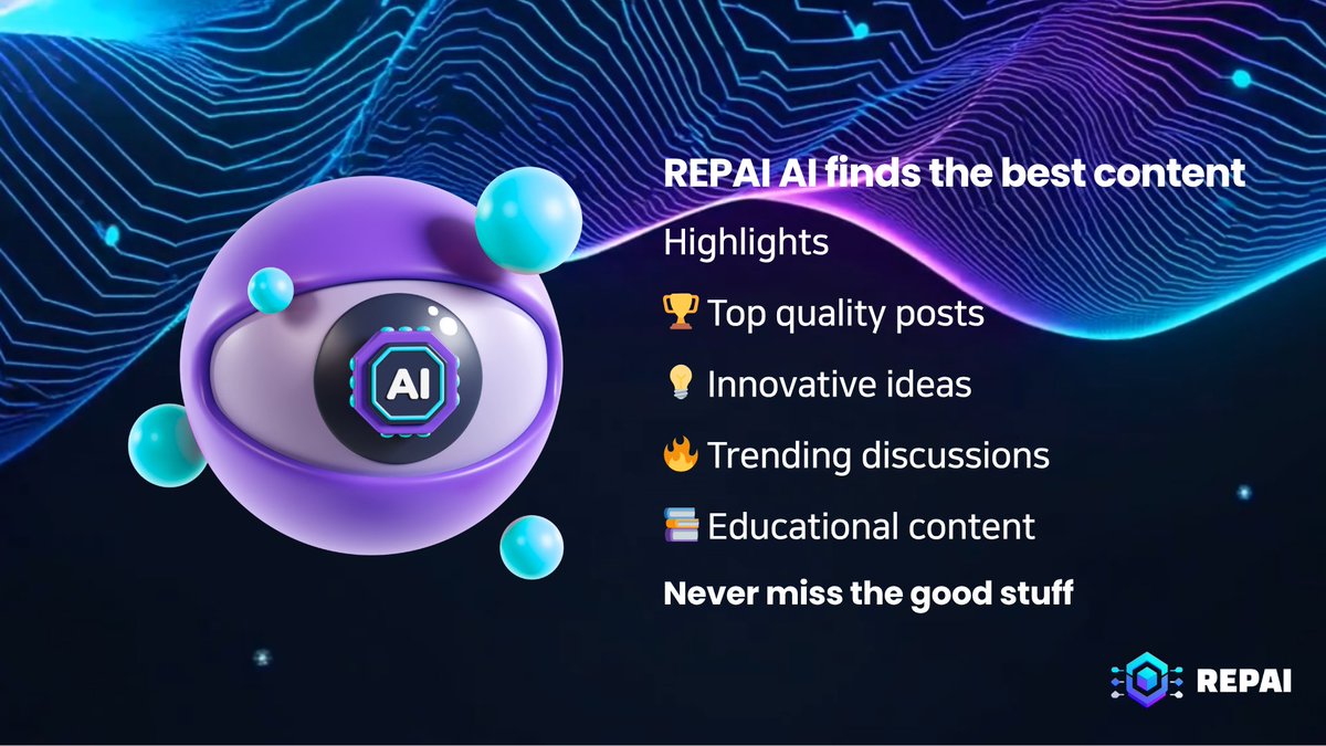 Rep_AIofficial's tweet photo. 🤖 REPPY finds the gems for you 💎

✨ What REPPY spots:

Quality posts 🏆
Hot trends 🔥
Smart ideas 💡
Learning stuff 📚

Never miss the good content!

#REPAI #REPPY #ContentCuration #AIRecommendations https://t.co/wEFHm1ooZ6