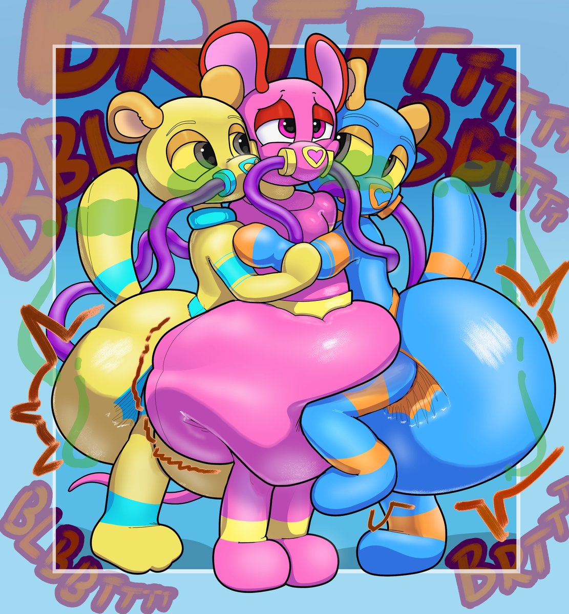 Latex suits are fun with friends
(Comm)