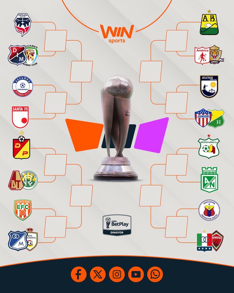 🏆⚽🔥¡Conocemos la segunda llave de los octavos de final de #LACOPAxWIN!

Quindío vs. Nacional
Alianza Valledupar vs. Santa Fe