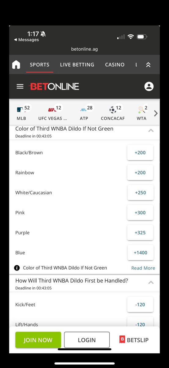 Why didn’t they throw a blue dildo for financial freedom? Hope the serial WNBA dildo thrower is aware of these odds #Dildomadness