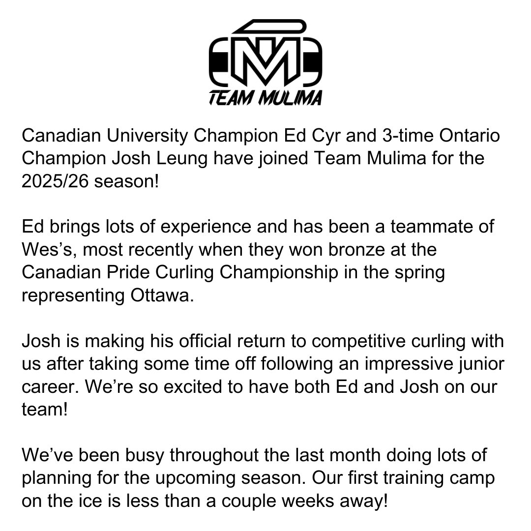 We’ve got some exciting news to share…

Ed Cyr and Josh Leung have joined 
Team Mulima for the 2025/26 season!

Check out the details in our statement⬇️